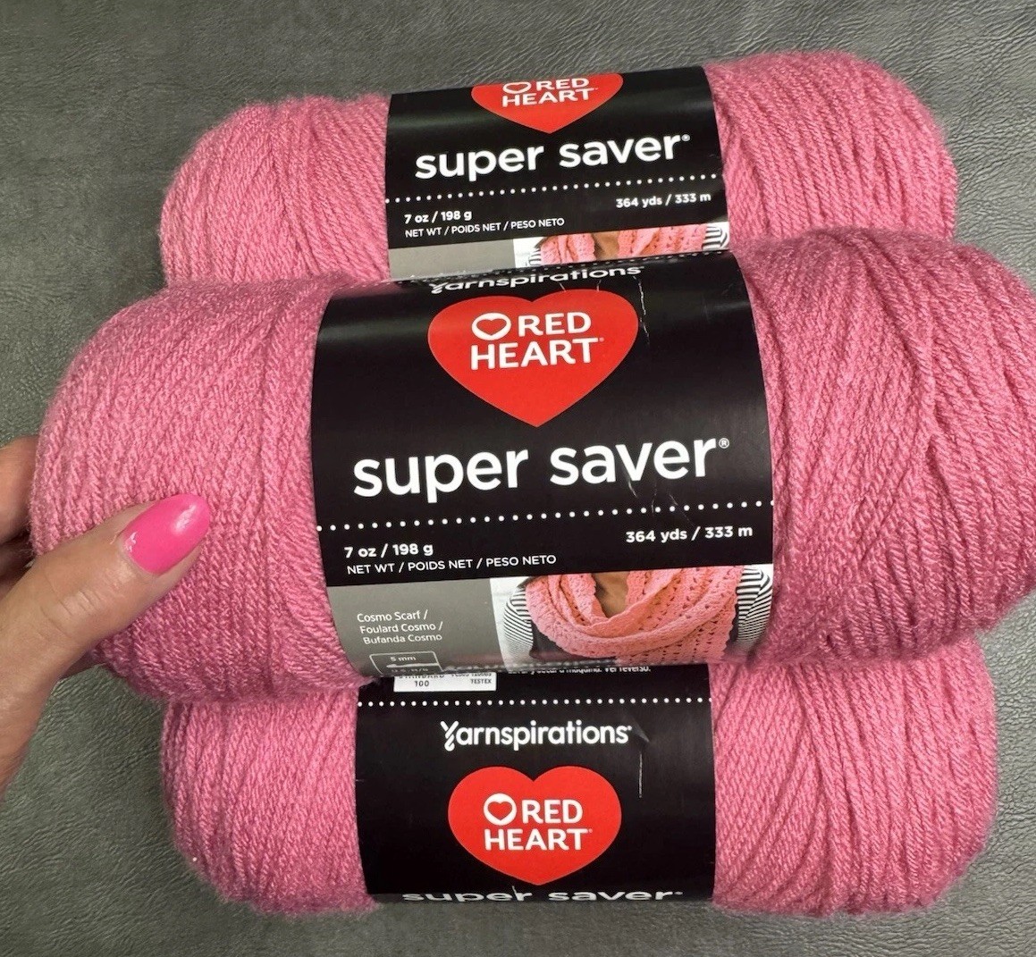 Red Heart Super Saver Light Raspberry 7 Oz Yarn 3 Pack