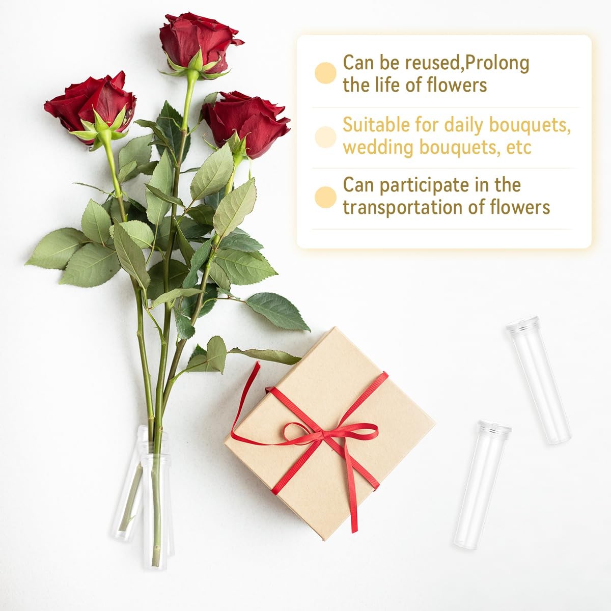 30 Pack Floral Water Tubes Vials for Flower Arrangements Rose Flower Water Tubes