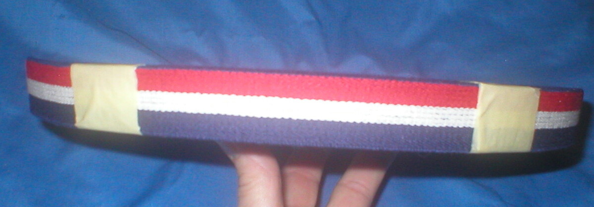 1″ WIDE ELASTIC BINDING RED WHITE BLUE LARGE ROLL YARDAGE UNKNOWN SOLD AS IS