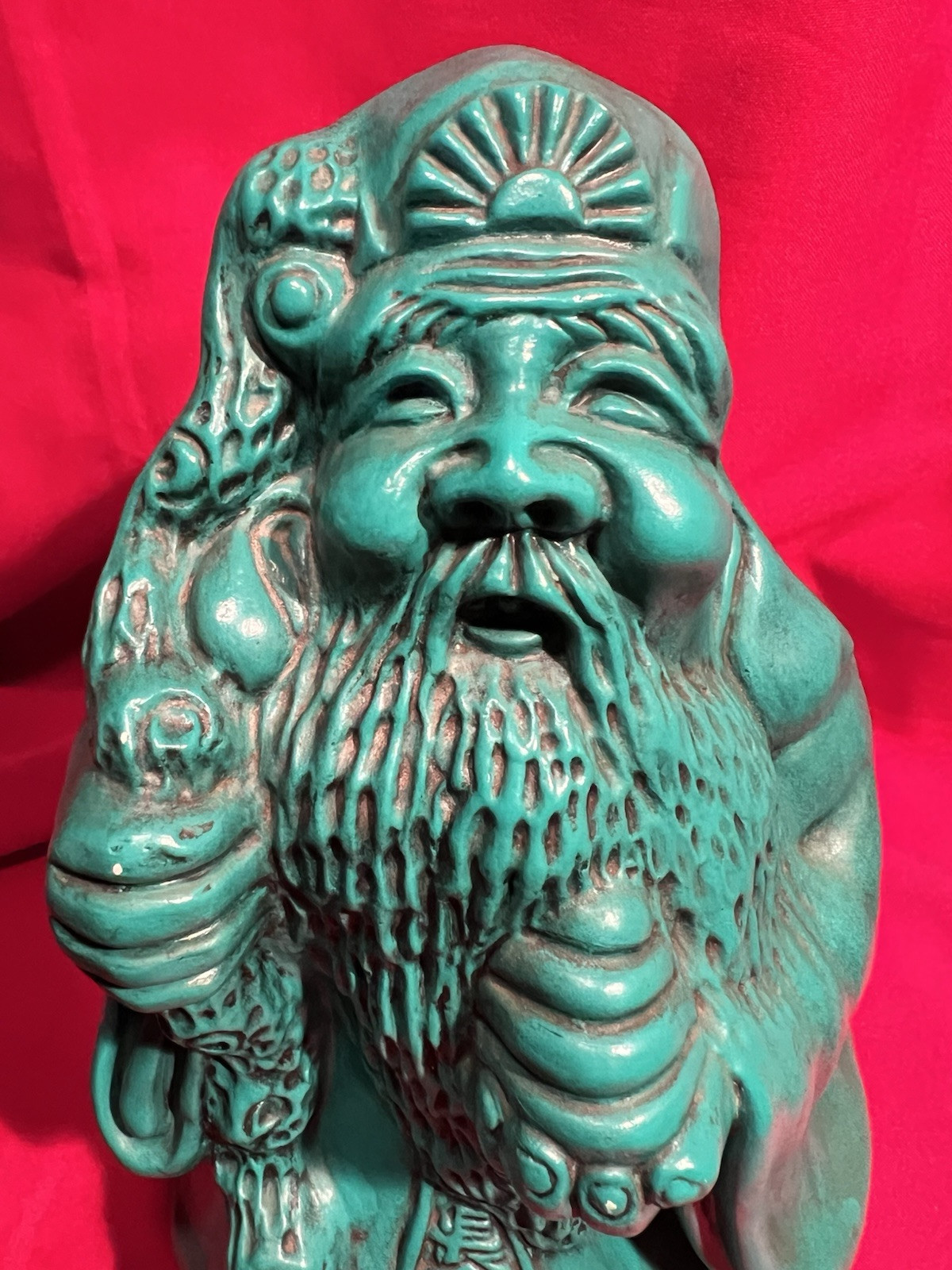 Sanxing,Chinese Priest,Wise Man,Buddah,Asian,Ceramic,Statue,Handmade,1970s,VTG