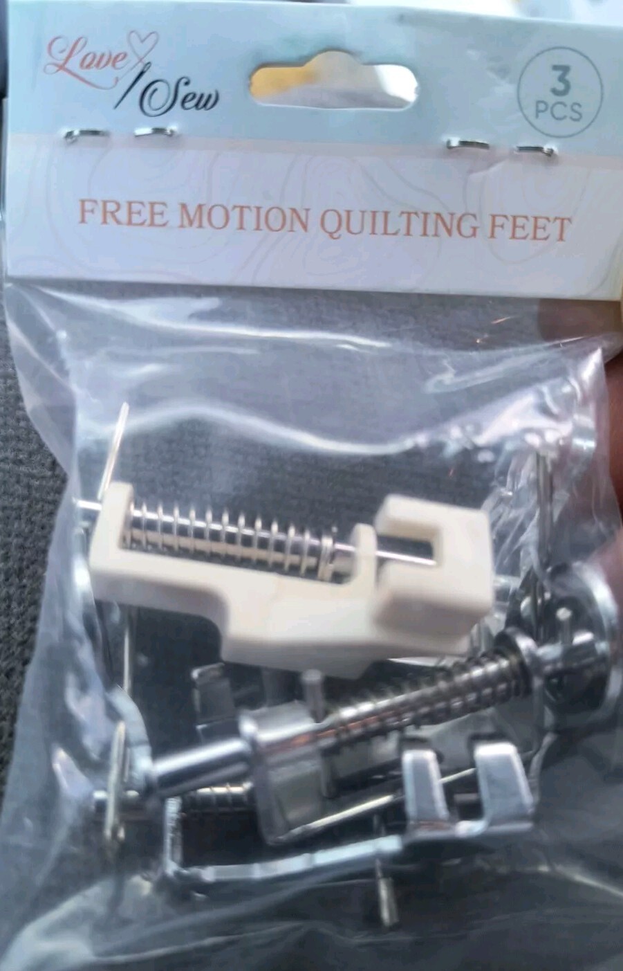 3 Different Free Motion Quilting Presser FEET FOR all low-shank domestic sewing