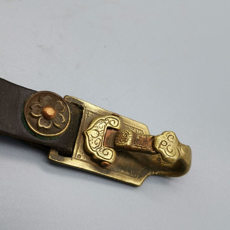 Brass Antique Copper Belt Buckle Men’s Waist Hanging Keychain Pendant Accessory