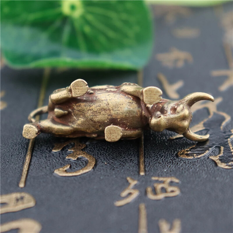 Brass Key Ring Pendant Vintage Copper LuckKeychain Charm Chinese Decor