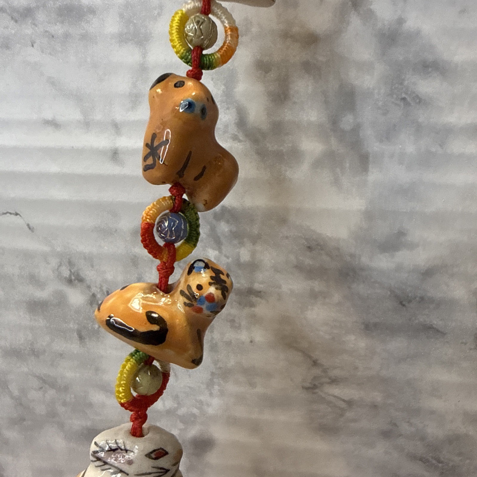 Folk Art Chinese Zodiac Porcelain Hand Painted Animal Garland Tassel 23 Long GUC