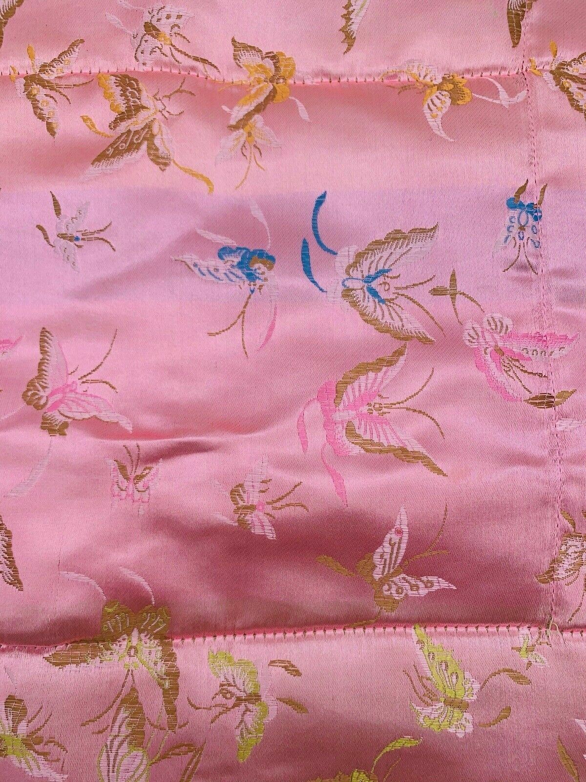 VTG Chinese Embroidered Silk Stitched Wall Tapestry Panel Dragonfly Butterfly