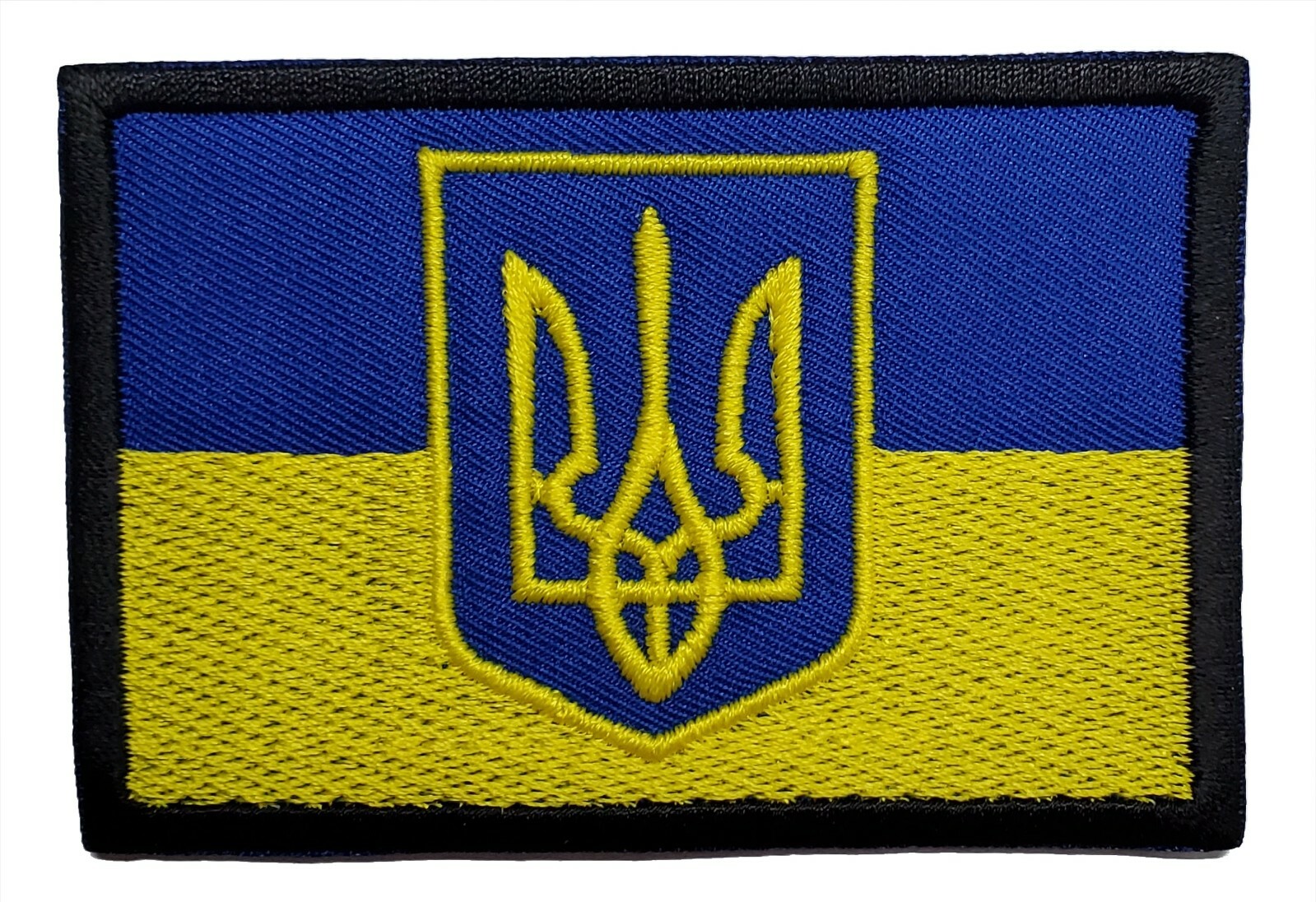Ukrainian Flag With Coat of Arms Embroidered Iron On Patch Hook & Loop Ukraine