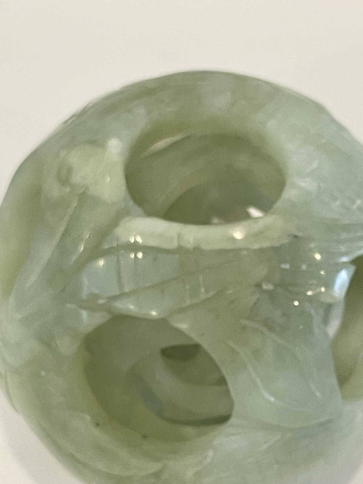 Chinese Puzzle Ball Jade Sphere Serpentine Round 3.5 Inch Preowned 5 Layers