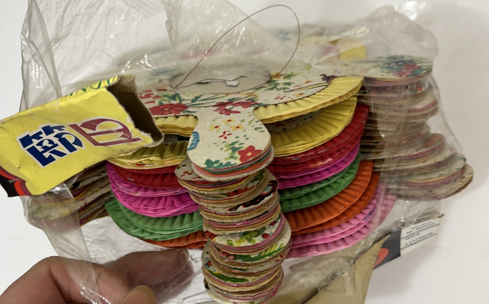 Vintage Set Of 12 Chinese Paper Lantern Accordion Unopened Floral Butterfly