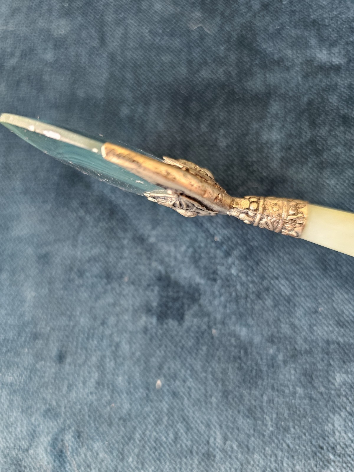 Vintage Chinese Asian Oriental Magnifying Glass Metal Jade Handle