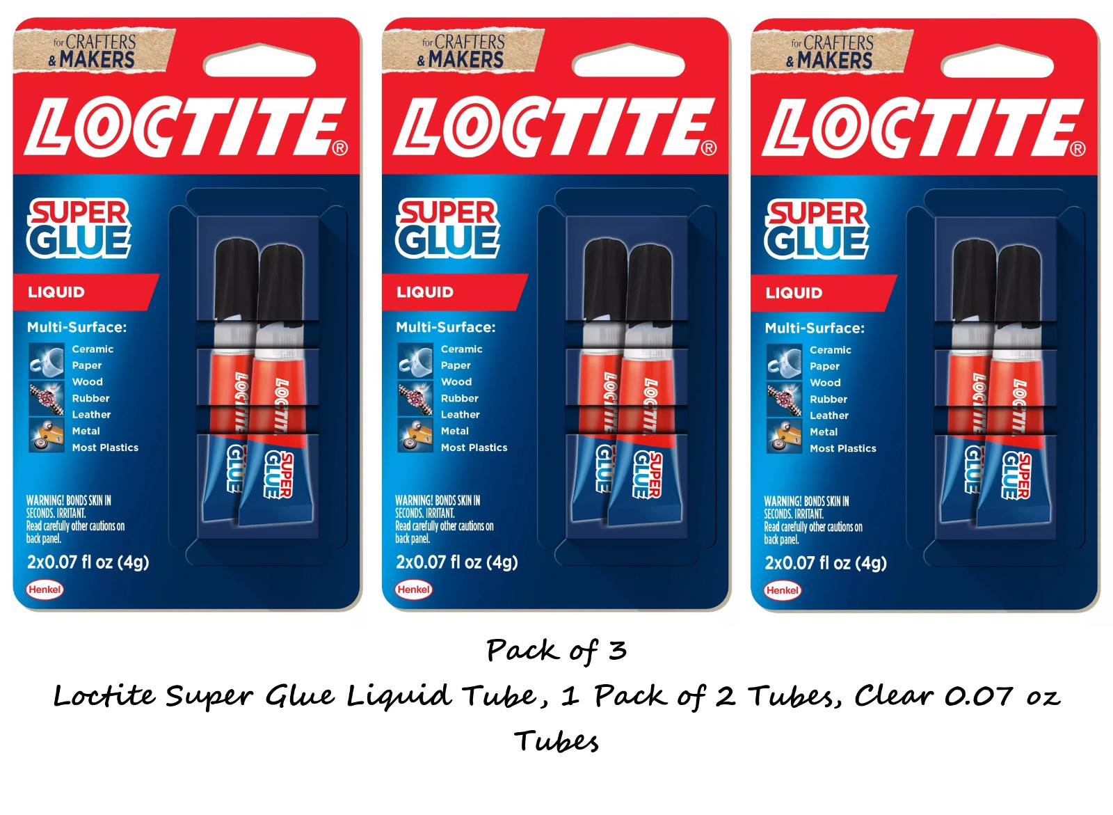 Loctite Super Glue Liquid Tube, 1 Pack of 2 Tubes, Clear 0.07 oz Tubes (3 Pack)