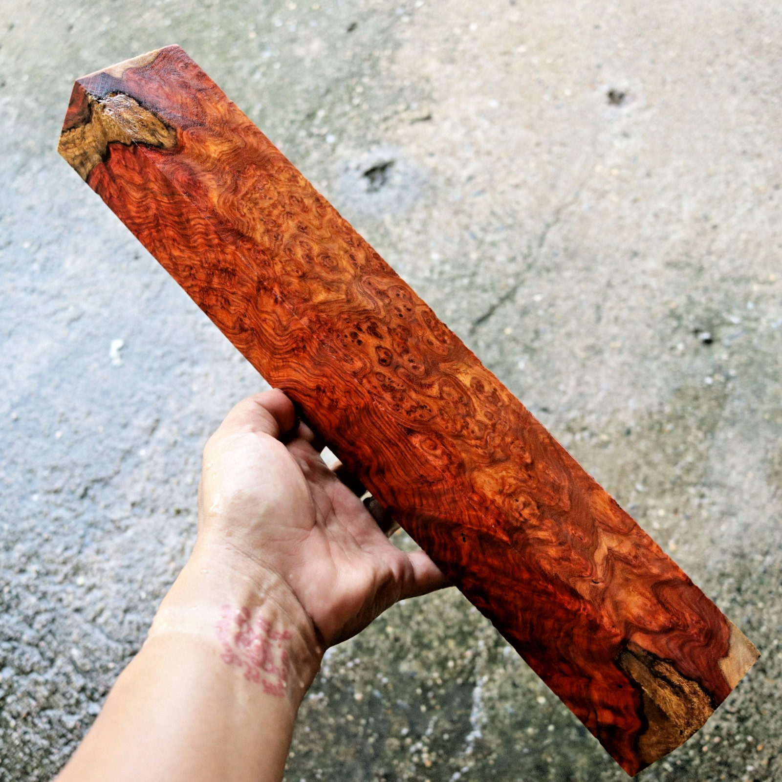 Exotic Amboyna Burl Blank 62X400X48mm For Pool Cue Turning, Craft Projects #1064