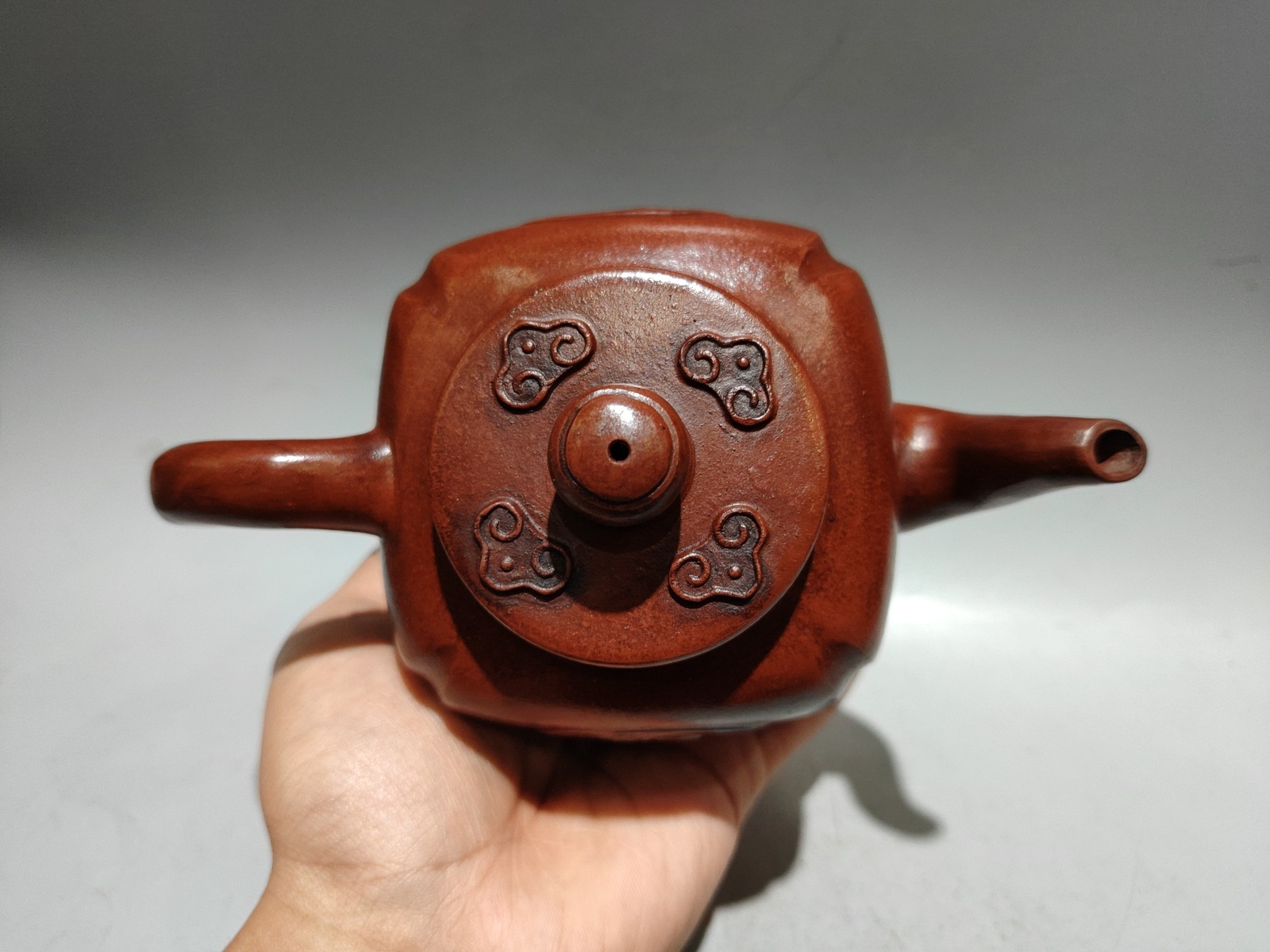 6.3″ Collect Chinese Zisha Pottery Red Clay Hand-made 360CC Longevity God Teapot