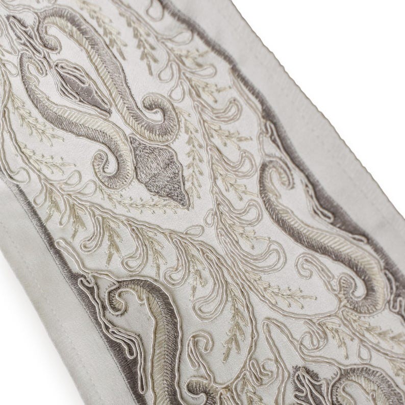 Baroque Vine Ivory Embroidered Designer Trim, Zardozi Border Tape, Embroidery
