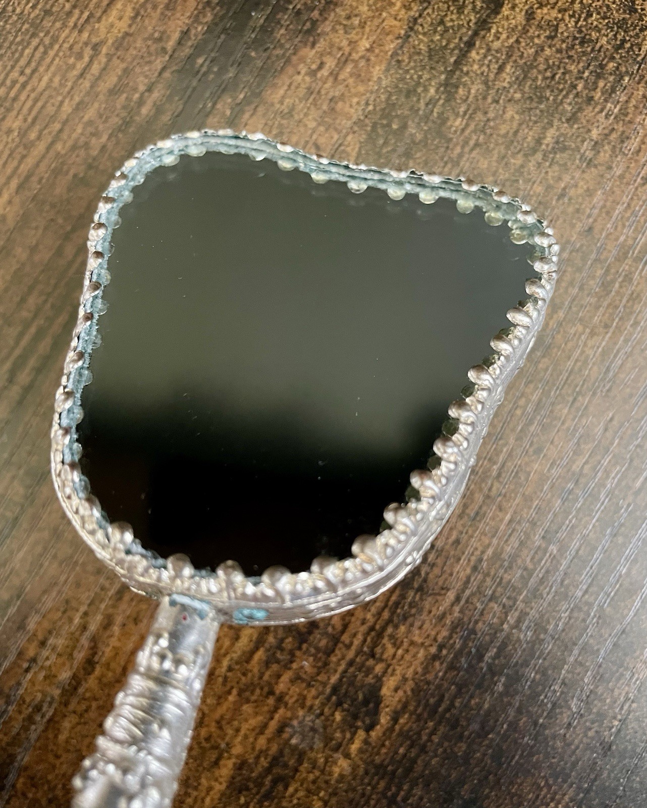 Vintage Mirror Asian Oriental Geisha Woman With Jade Handle Very Good Condition