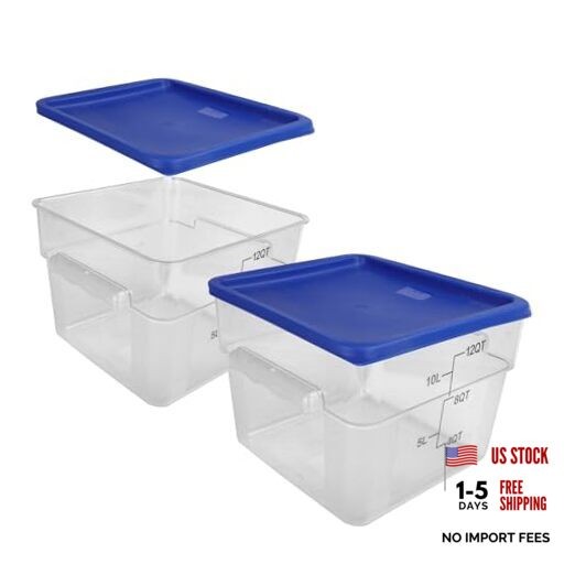 2 Pack Red Square Food Storage Container With 12 Quart-RED LID & MEASURING LINE