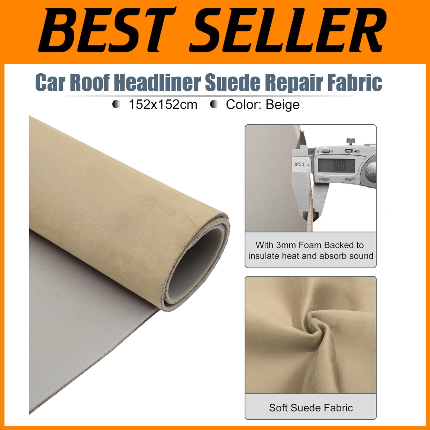 Beige Suede Roof Headliner Material