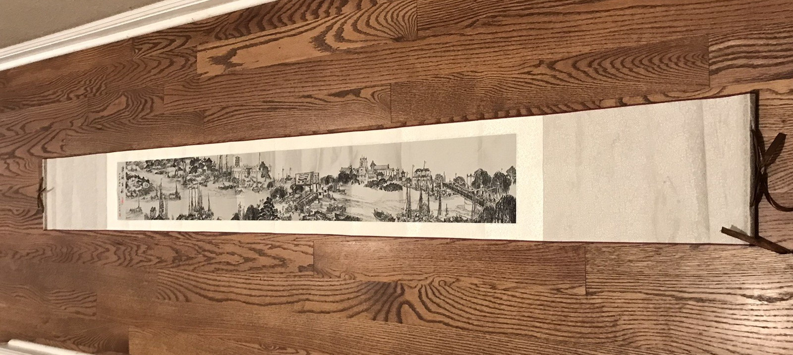 Vintage Chinese Silk Tapestry Table Runner 86″x9″ Ancient Jincheng