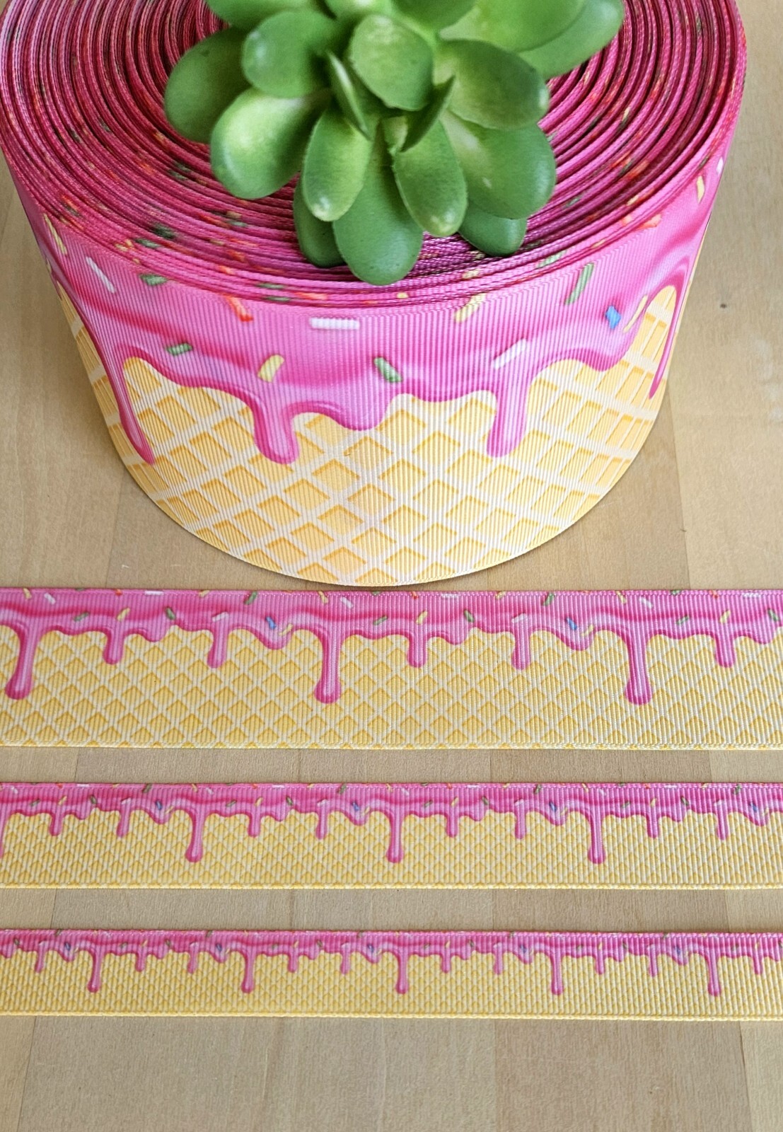 5/8, 7/8, 1.5 & 3” (1 YD) Sprinkles Grosgrain Ribbon Ice Cream Sprinkles Cake
