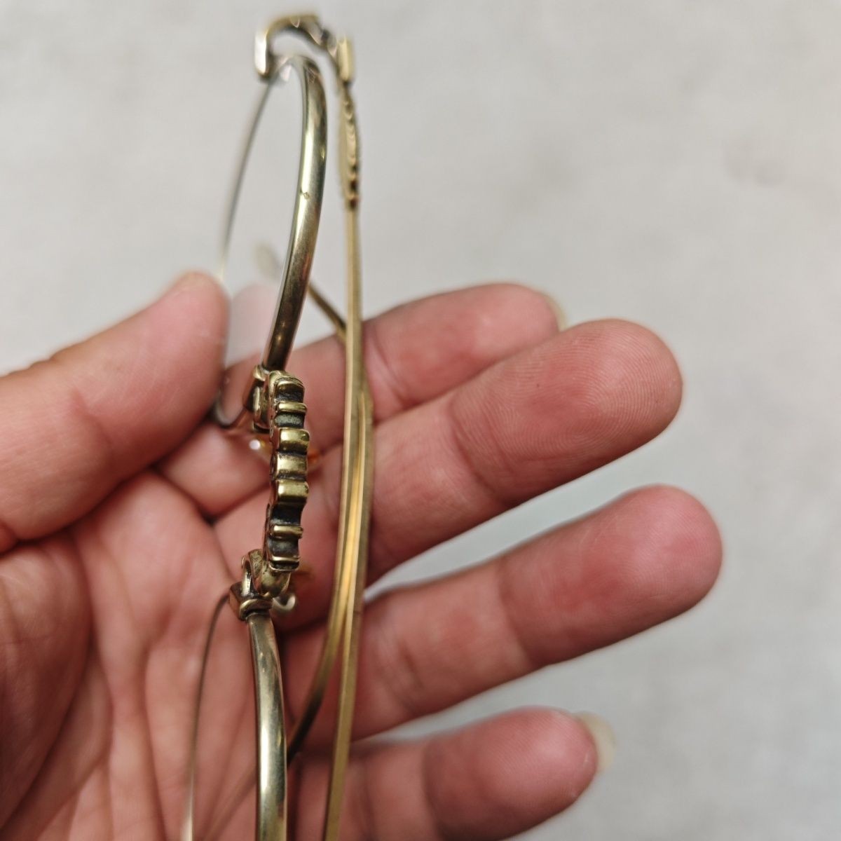 Vintage Copper Nickel Alloy Frame Crystal Eyeglasses Double Dragon Design