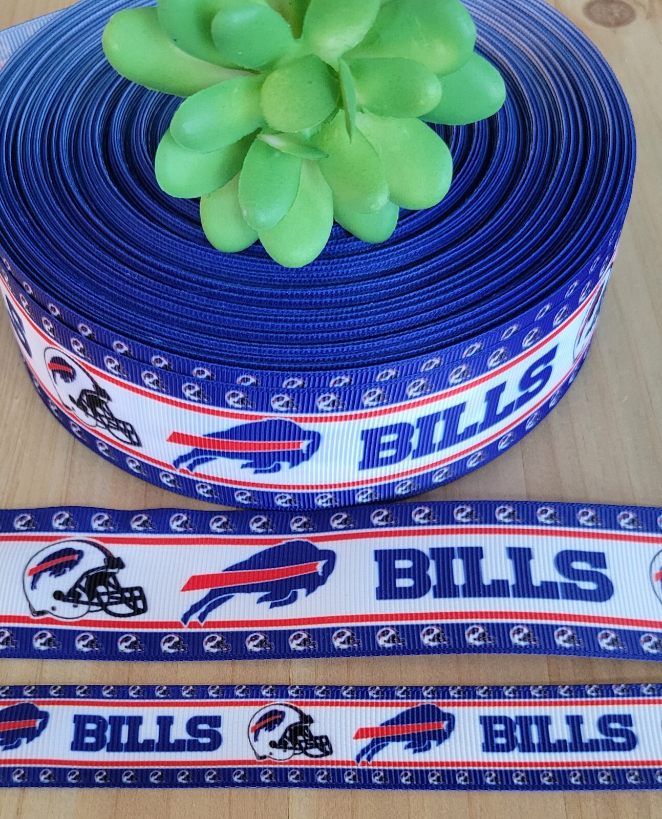 5/8, 7/8 & 1.5″ (1YD) Buffalo Bills Football Grosgrain Ribbon