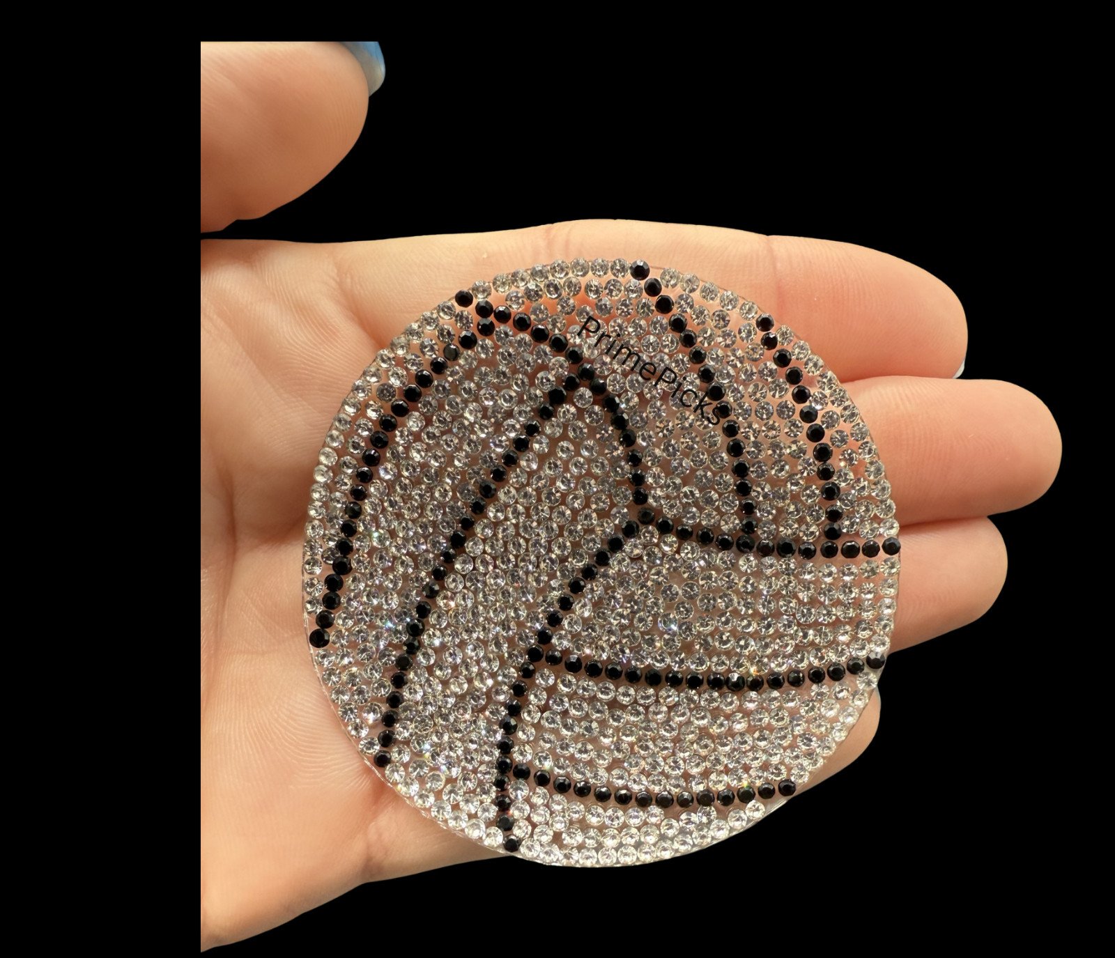 🏐 Volleyball Rhinestone Iron-On Patch 2.5 inch 🩶 Crystal DIY Bling Applique