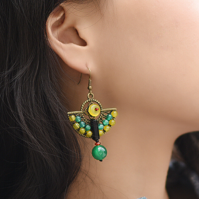 Chinese Agate/Alloy/Jade Line Tibetan Style Vogue Exquisite Earbob Earrings