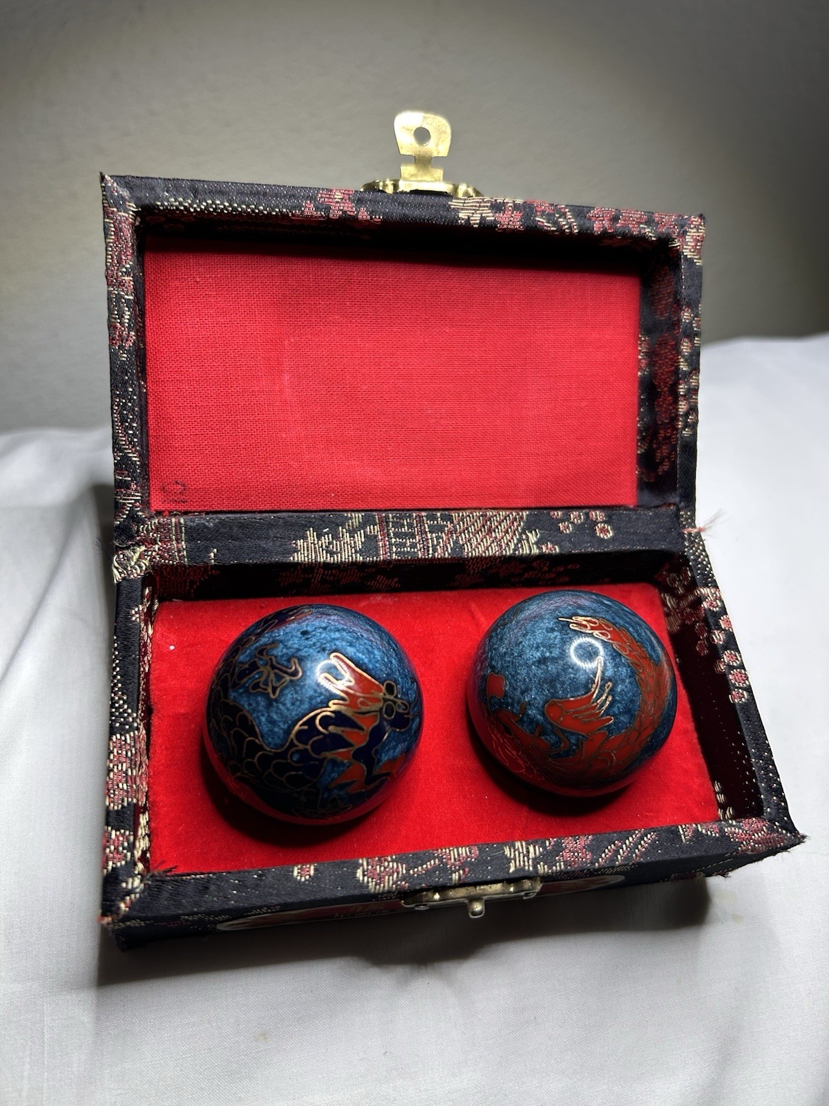 Vintage Chinese Shou Xing Zen Chiming Stress Relief 2 Baoding Iron Balls Chimes