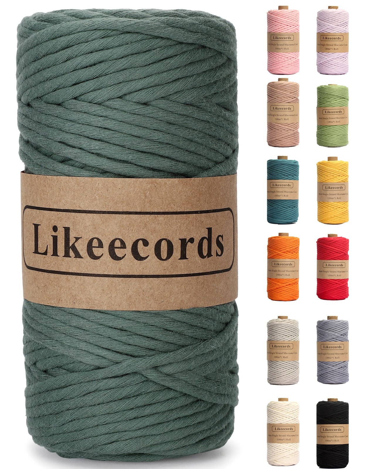 4mm Single Strand Macrame Cord 80m Cotton Rope Yarn Craft Sage Green Hanging