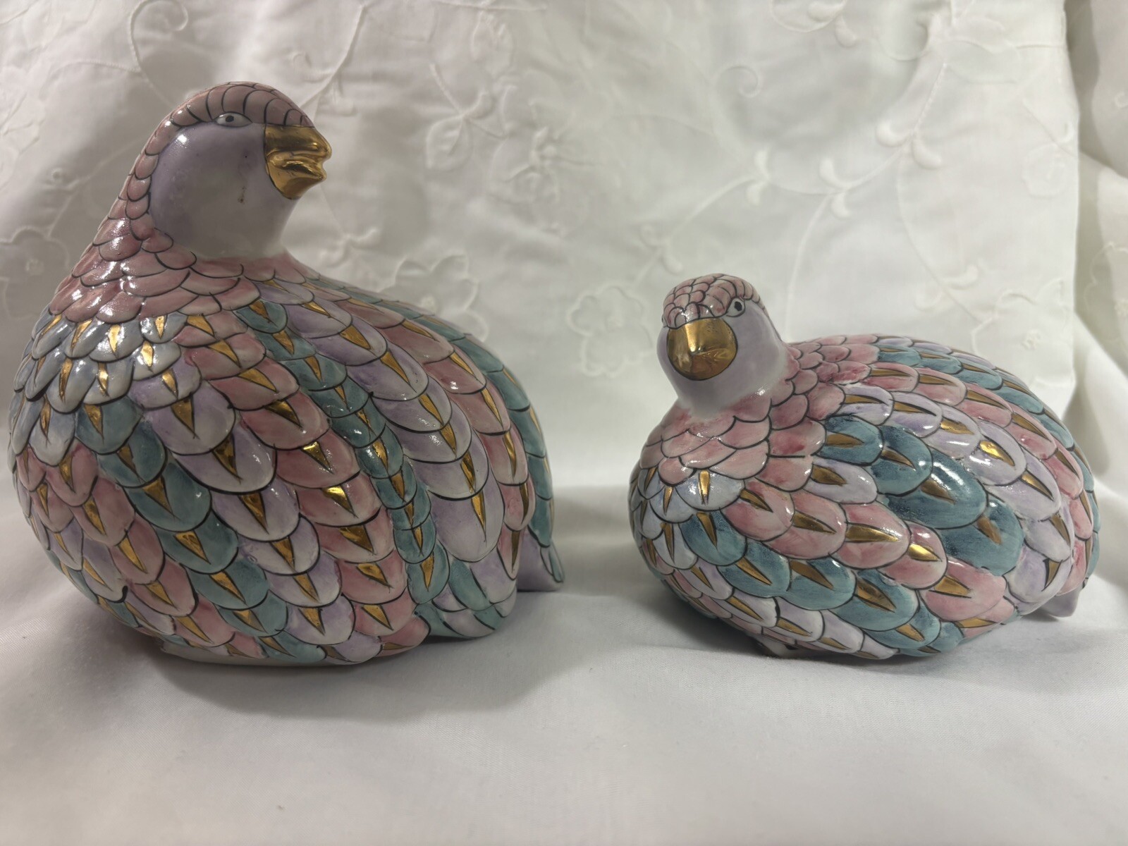 RARE Vintage H.F.P Macau Ceramic Love Birds Doves Chinese Porcelain TOYO