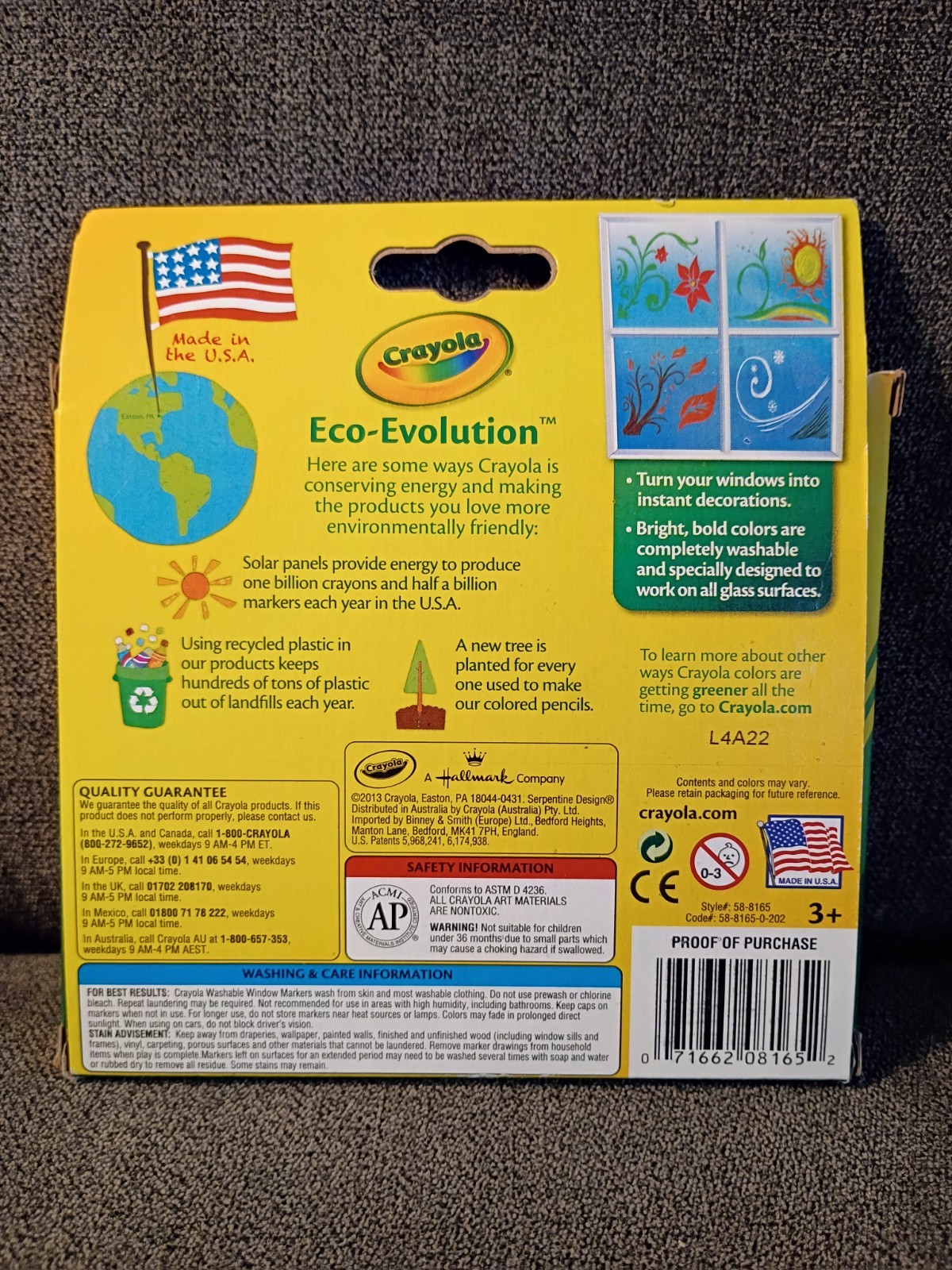 Crayola Window Markers 8 Count Washable Multicolor MPN 58-8165-0-202