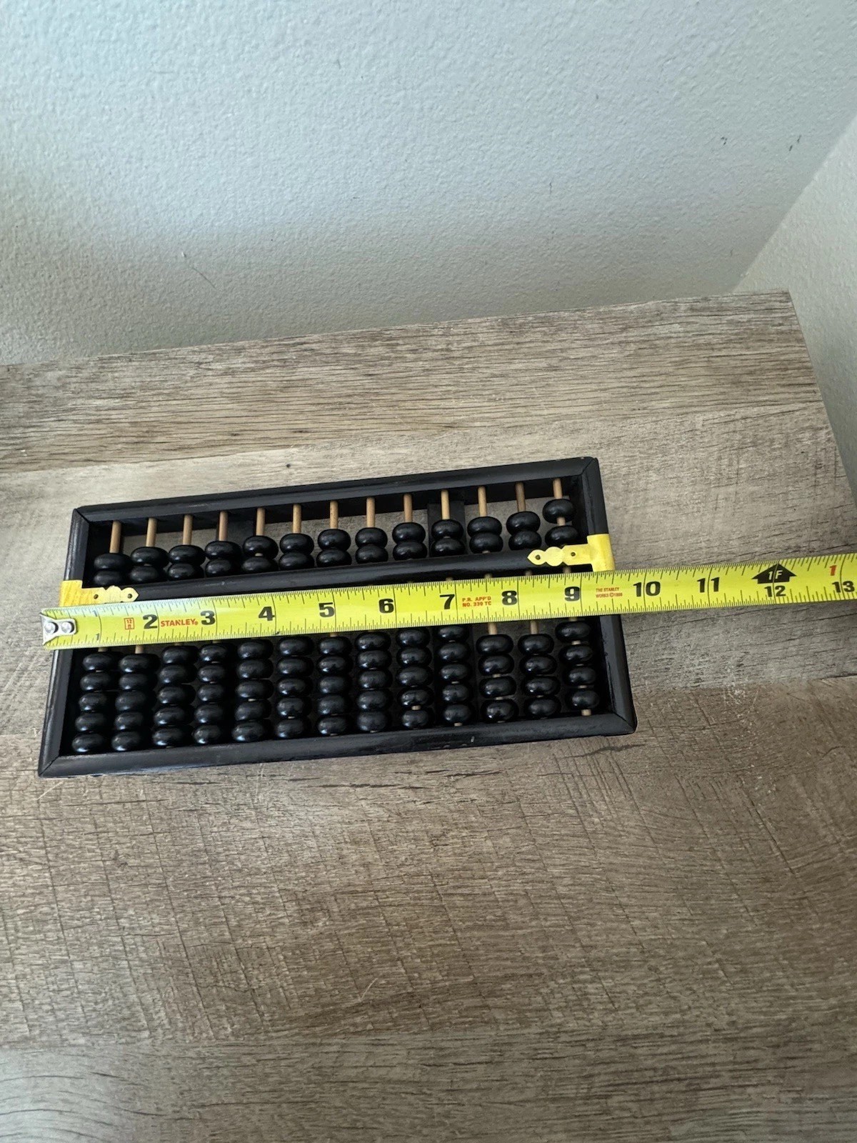 Chinese Abacus 13 Row 91 Bead Wood & Brass Lotus Flower Brand Vintage