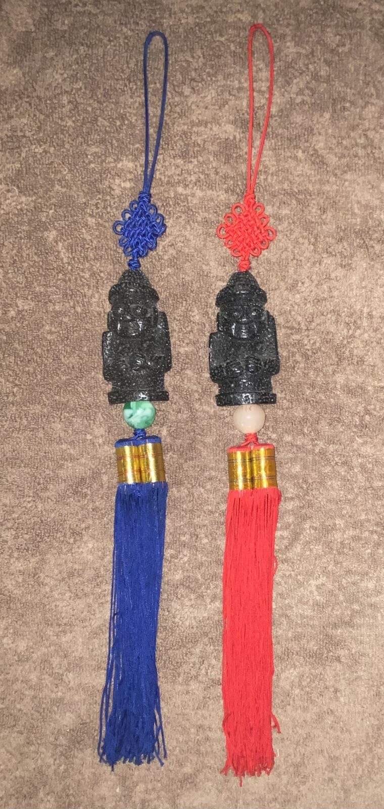 Chinese Couple Rock Like Wall Hanging Fung Shui Decor-Tassel 10” Long