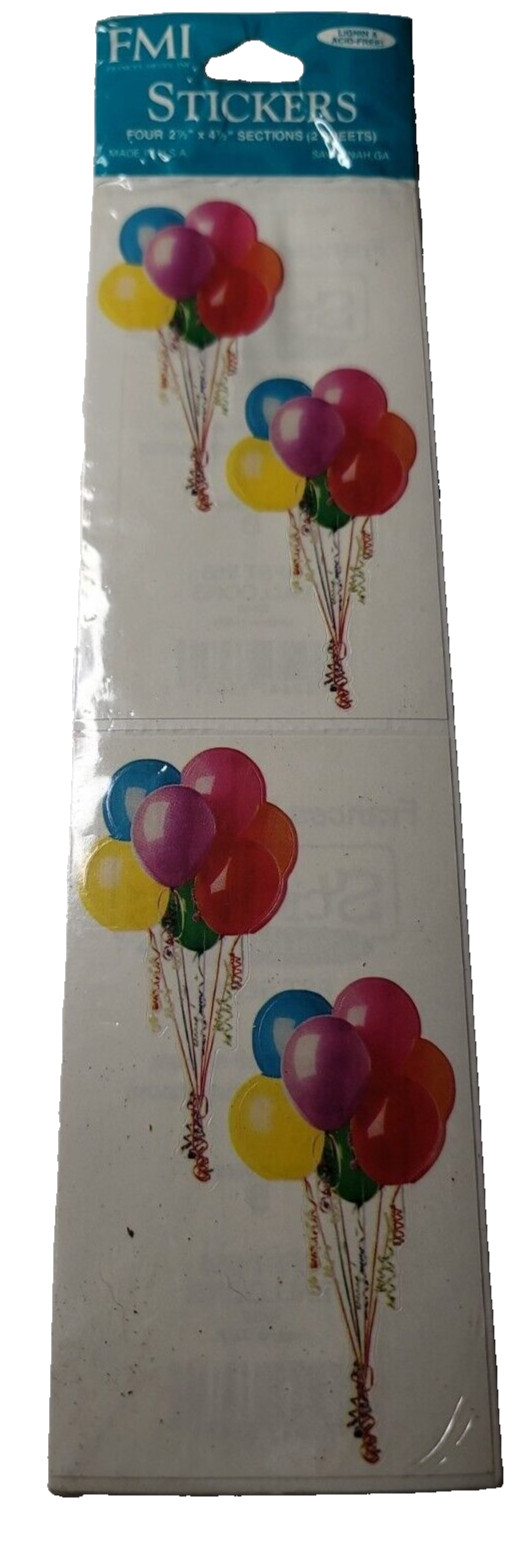 Balloon Bouquet Sticker Frances Meyer Birthday Party Lignin Acid Free VTG