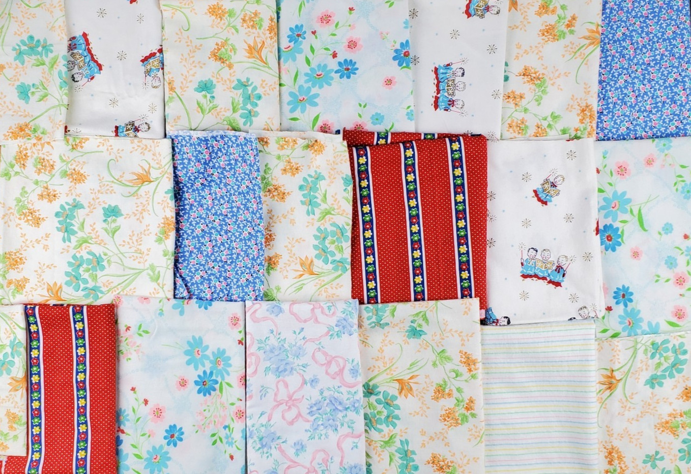 Vintage 70s 80s Flannel Fabric Scrap Lot 1 Pound 3 Ounces Doll Clothes