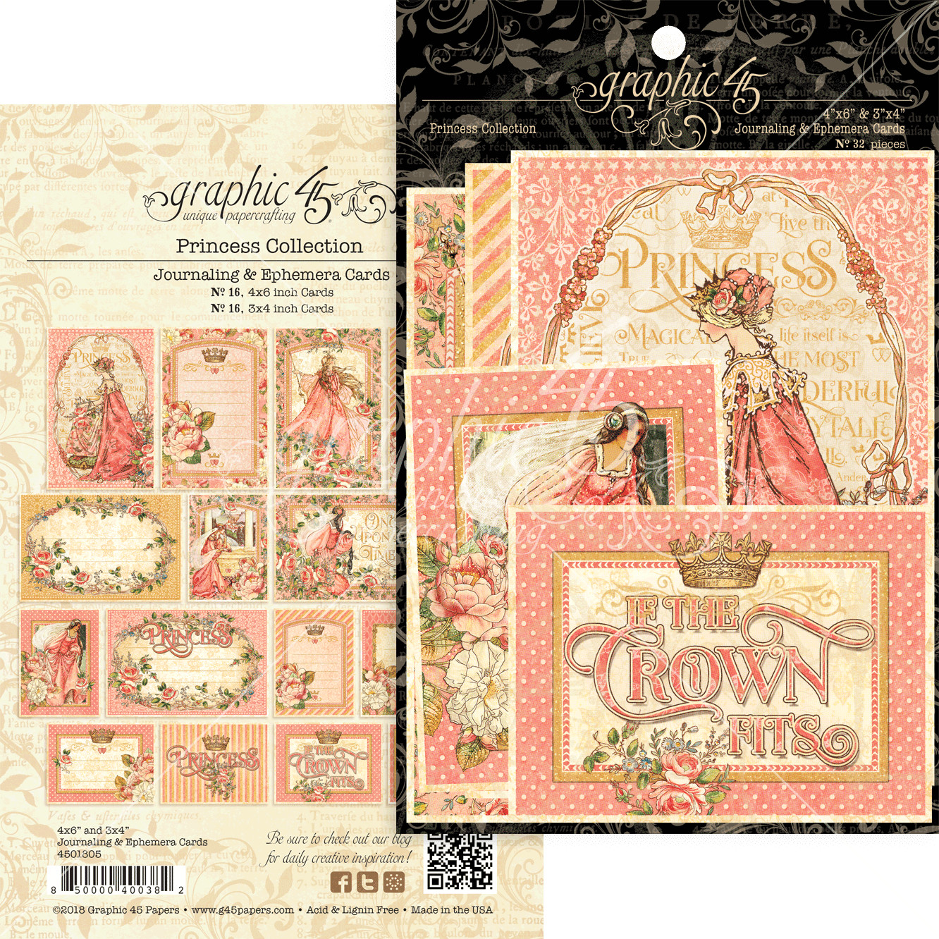 GRAPHIC 45 PRINCESS COMPLETE COLLECTION ~ PRECIOUS PINKS CROWNS GOLD