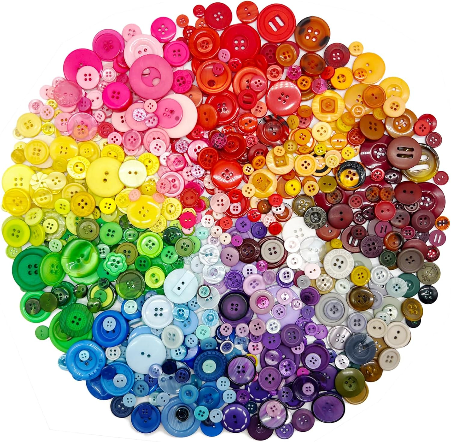 500-700 PCS Assorted Mixed Color Resin Buttons 2 & 4 Holes round for Crafting