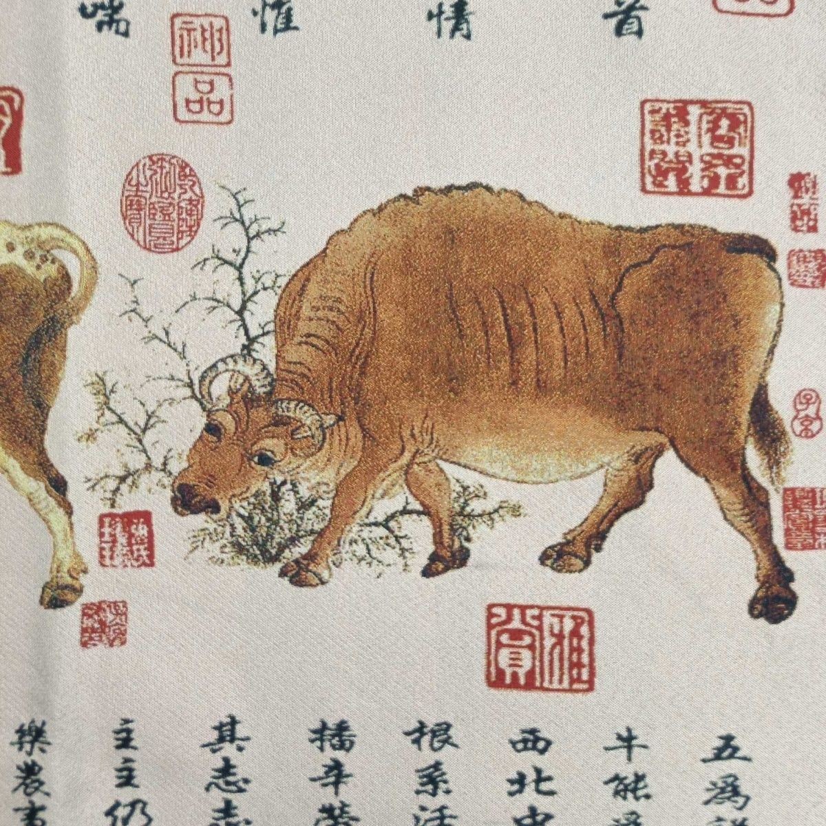 Thangka Embroidery Five Oxen Tapestry Wall Hanging 160x60cm Unframed