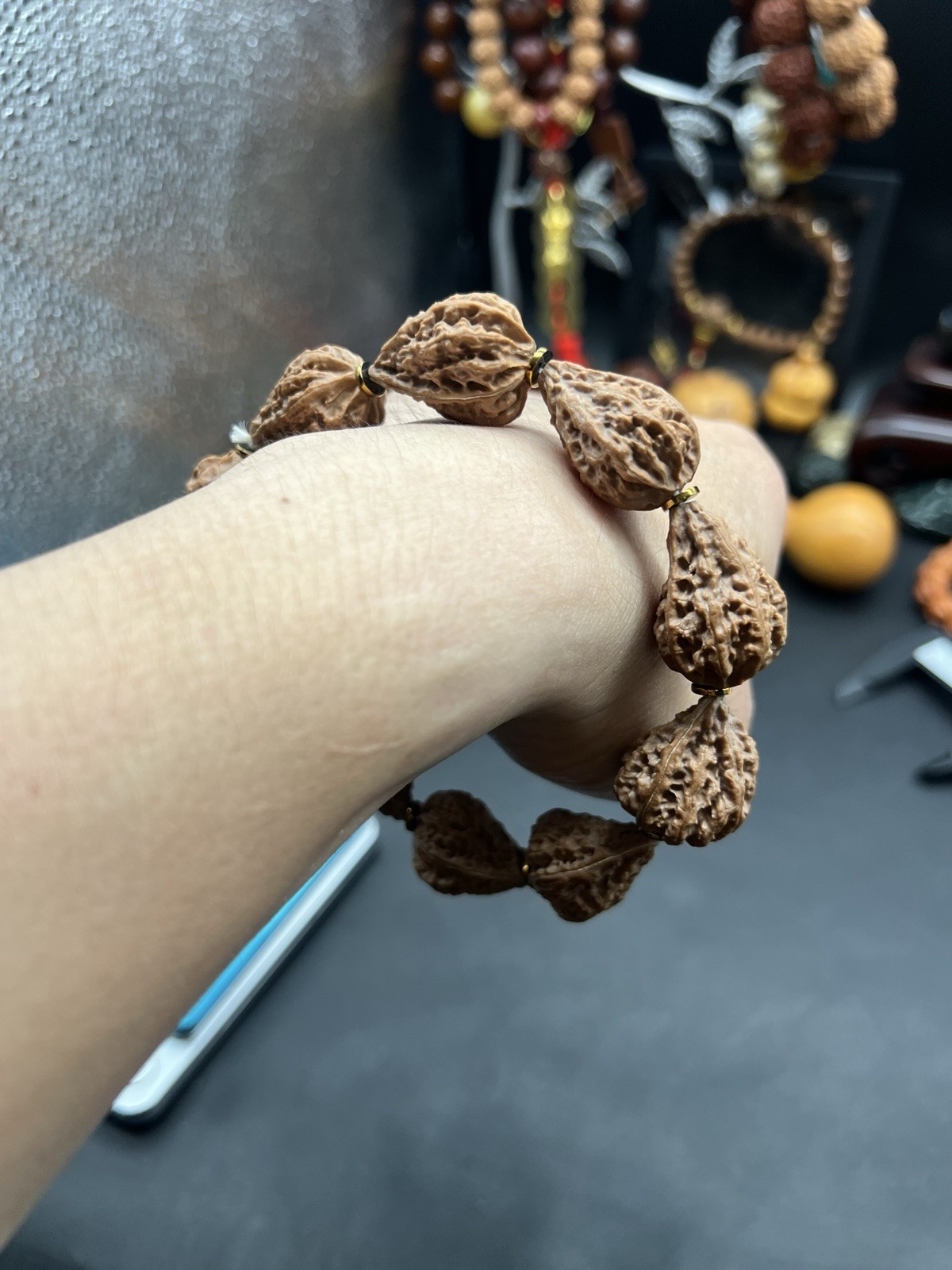16×20×26.5mm Chinese Small Walnut Bracelet Collection精选野生小核桃水滴💧手串