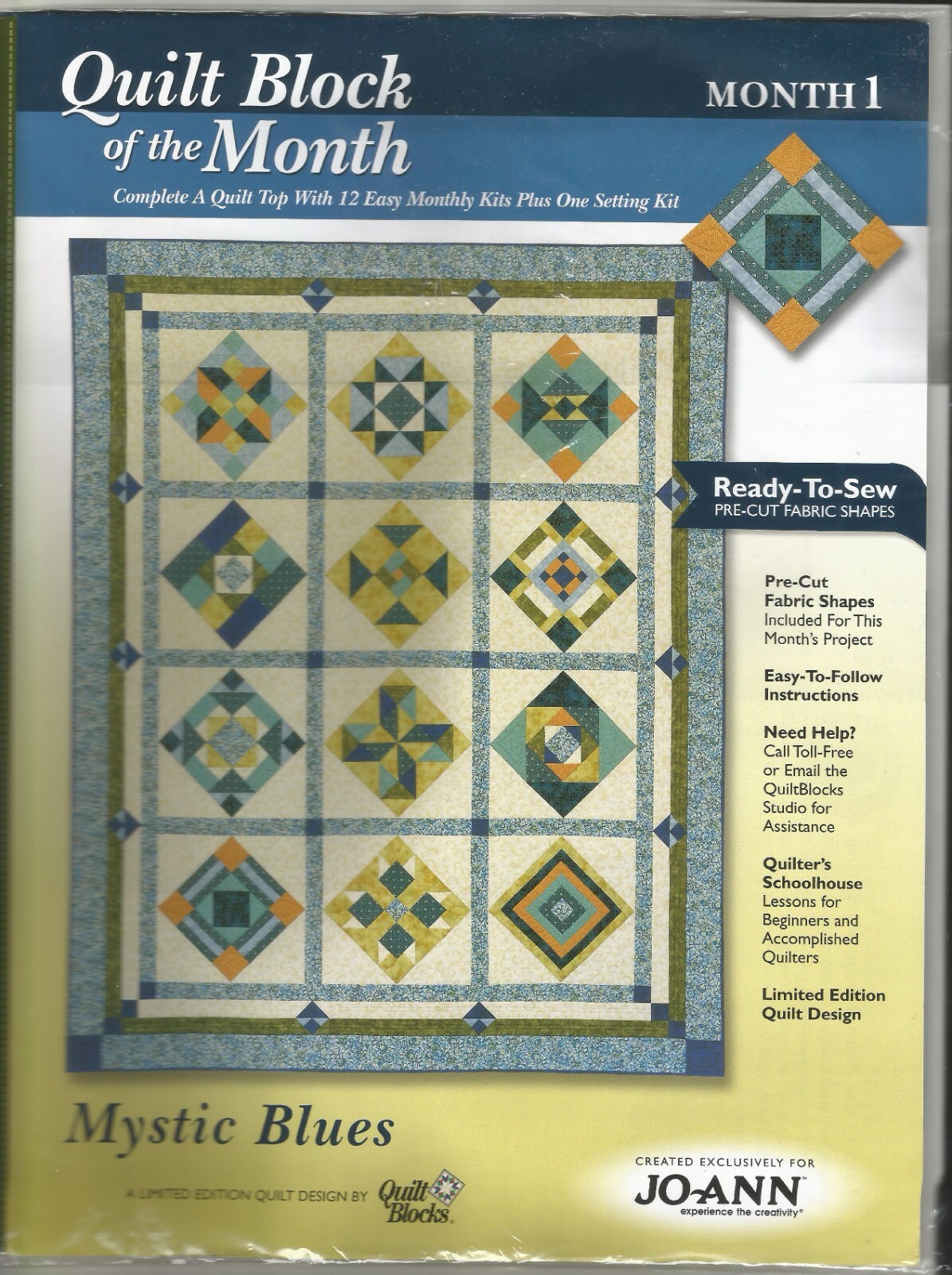 Choice MYSTIC BLUES Quilt Block of the Month JoAnn 1 2 4 5 6 7 8 9 10 11 12