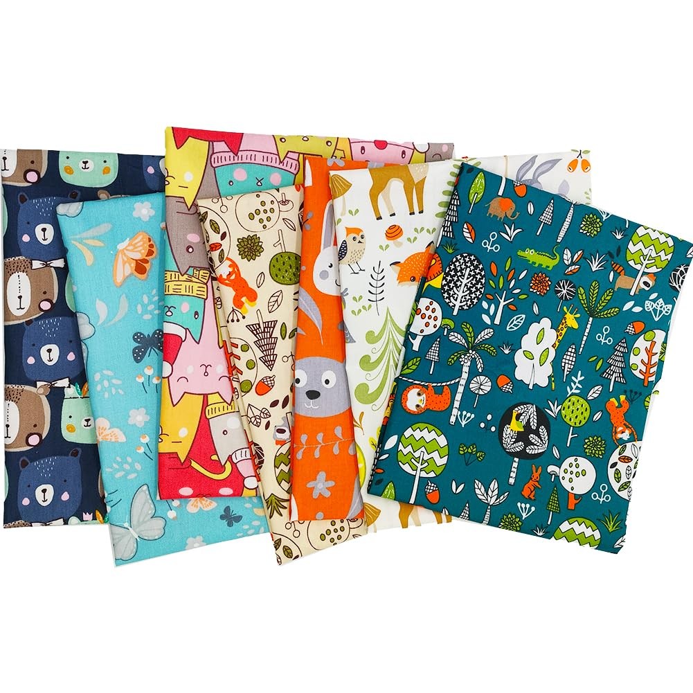 Fat Quarters Fabric Bundles, 7 Pcs 100% Cotton 19.69” x 19.69” (50cmx50cm)