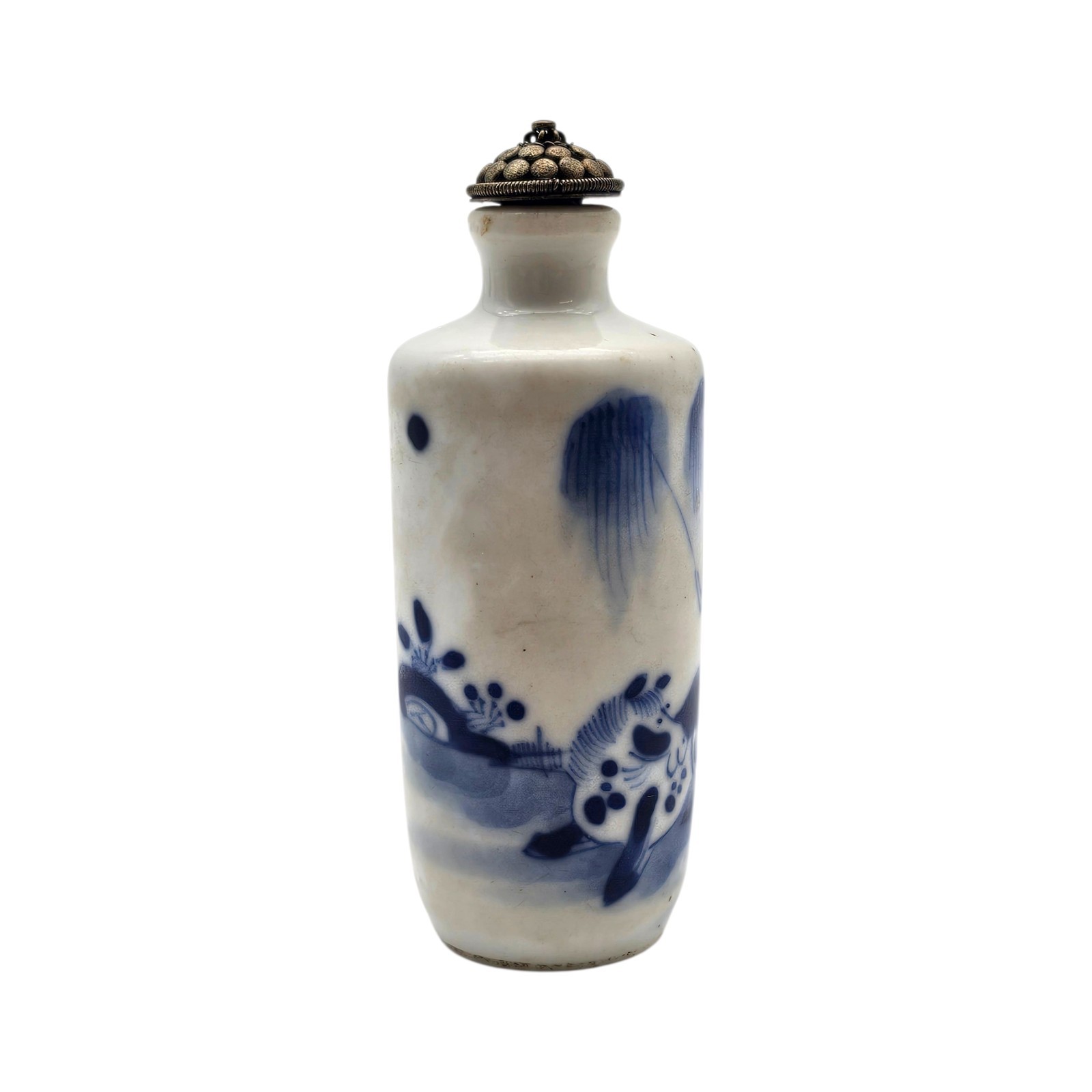 Chinese Blue & White Porcelain Snuff Bottle Republic Period Hand Painted