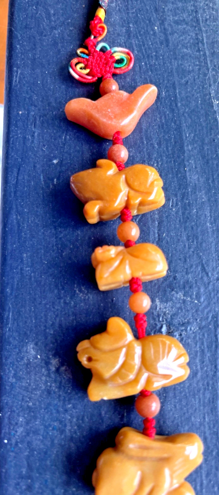 Vintage Chinese Zodiac Jasper Hanging Tassel: 19″ Long