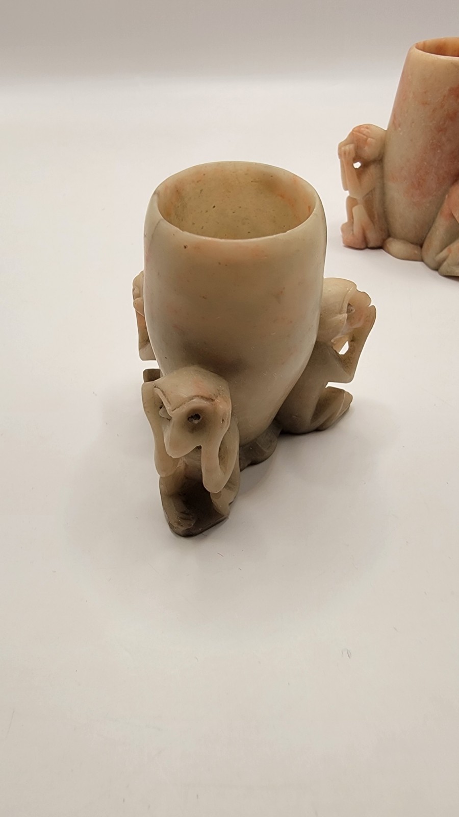Vintage soapstone 3 wise Monkeys Toothpick holders See no speak no hear no evil.