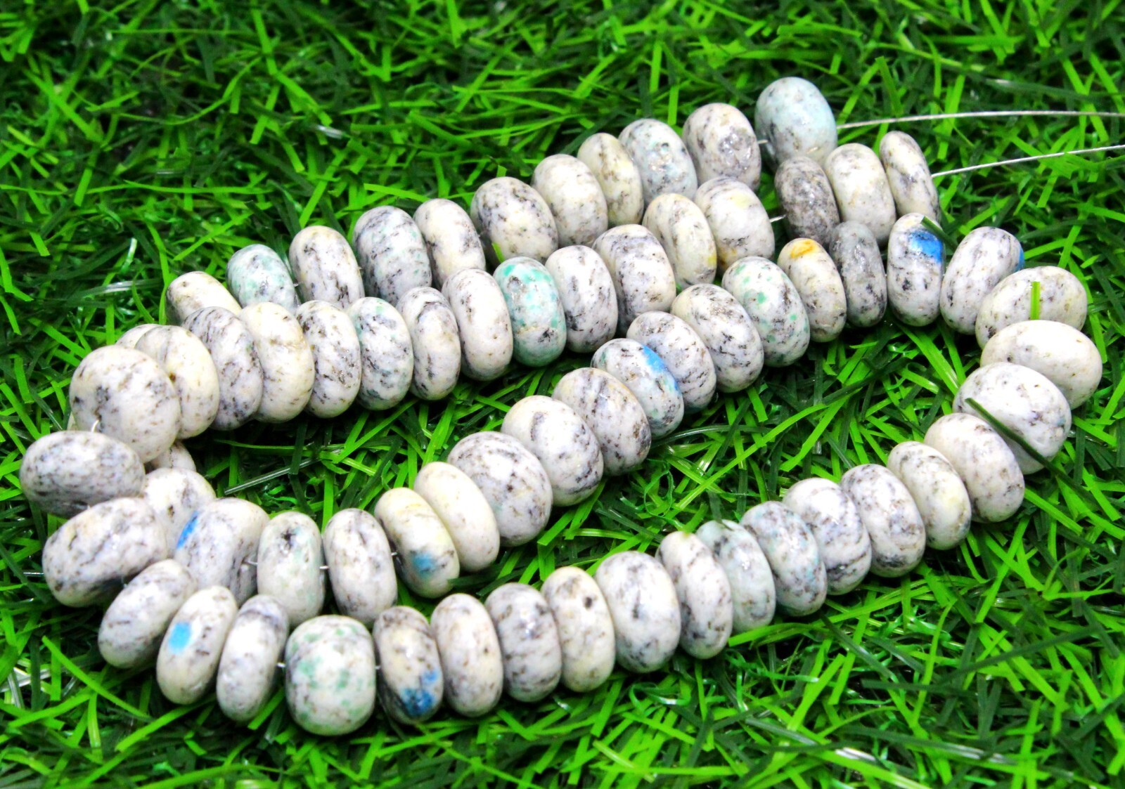 AAA Natural K2 Jasper Smooth Rondelle 10-11mm Gemstone Beads 8 inch Long