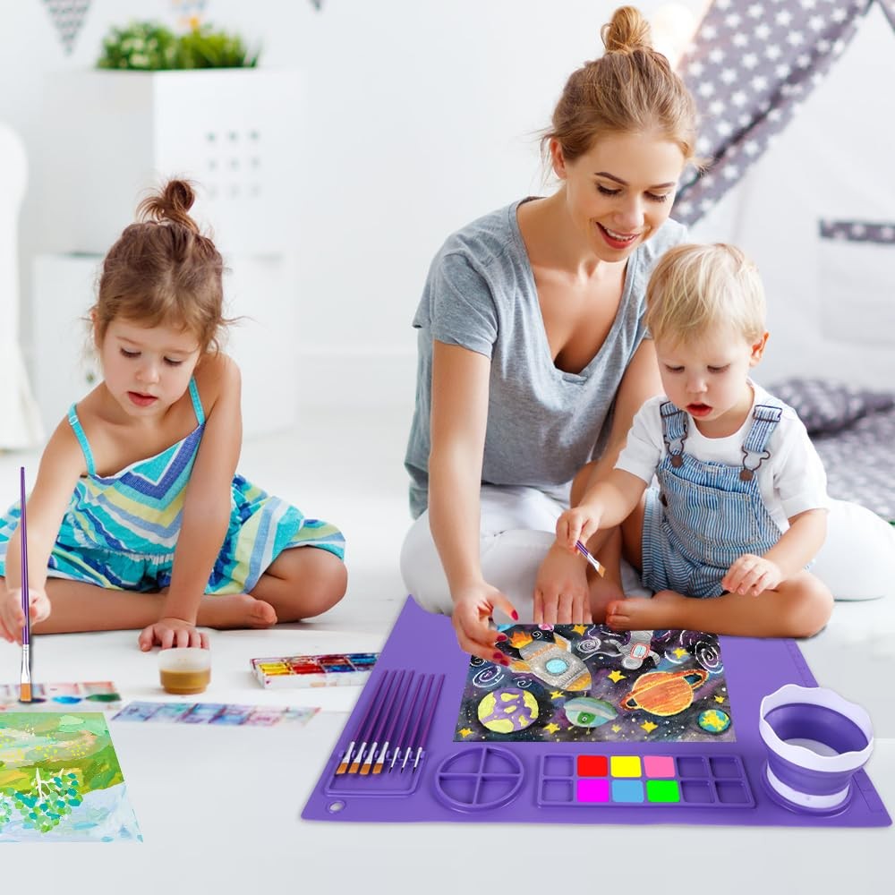 Silicone Art Mat 20×16 Inch – Large Silicone Painting Mat with Detachable Cup…