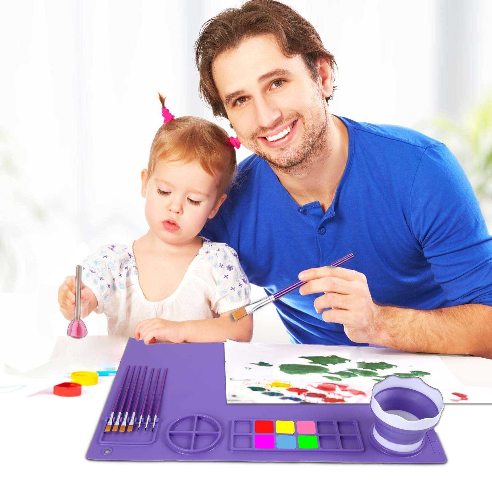 Silicone Art Mat 20×16 Inch – Large Silicone Painting Mat with Detachable Cup…