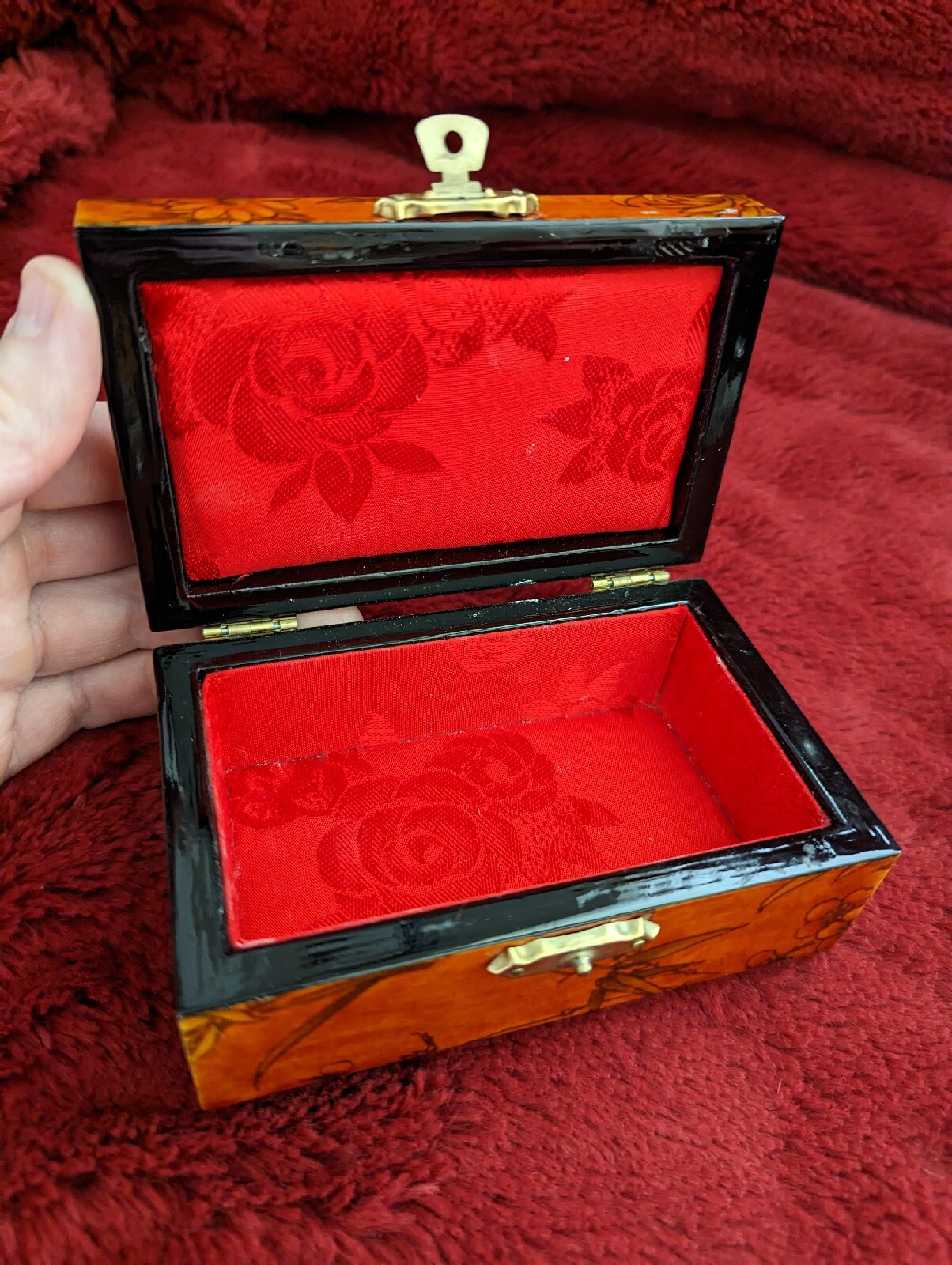 Chinese Lacquer Cork Diorama Wood Box