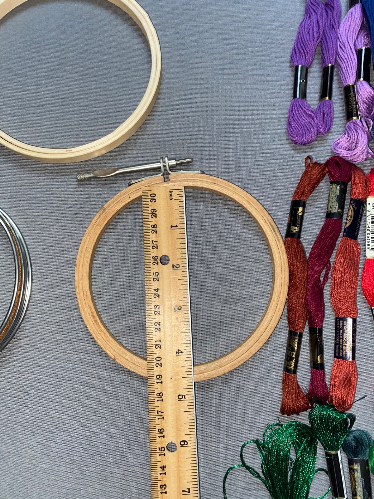 DMC Embroidery Floss Lot of 58 Variety + 3 Hoops Solids Variegated Sparkle