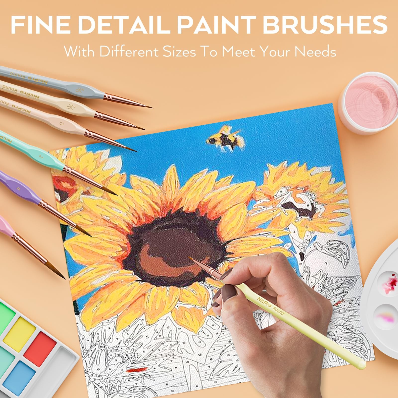 Nicpro 10PCS Micro Fine Detail Paint Brush Set, Aesthetic Pastel Small Minia…