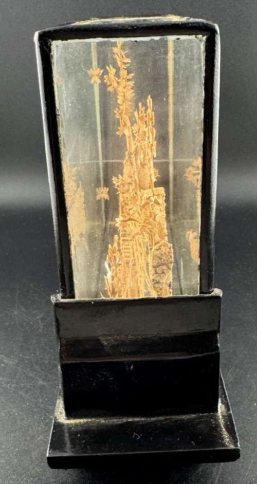 Vintage Chinese Cork Art Diorama, Glass Display Case, Pagoda Scene, Excellent #2